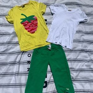 Girls mini Boden capris and 2 pairs of tee shirts